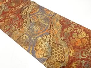 纐纈　道長取りに亀甲・華紋織り出し　袋帯